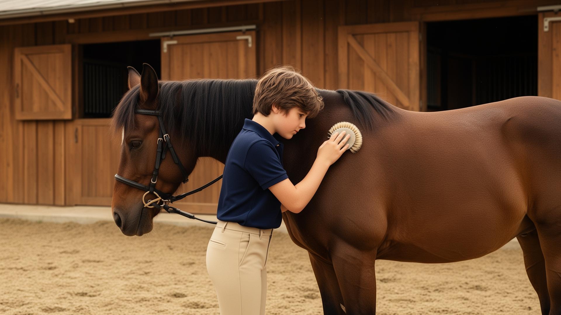 Un bambino seduto accanto a un cavallo, momento di connessione emotiva